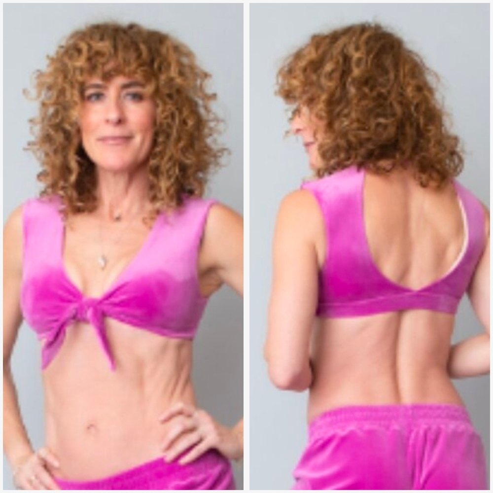Niyama Sol Velour Knotty Sports Bra in Magenta - Size Medium